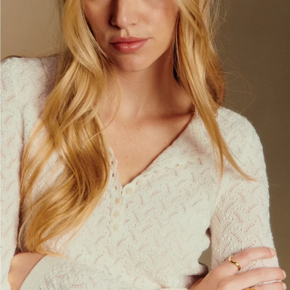 NWOT sezane alexa jumper ecru size small - Picture 15 of 16